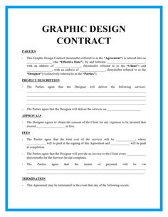 a graphic design contract is shown in this image