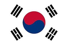 the flag of south korea with four black stripes on it's sides and one red, white, and blue circle in the middle