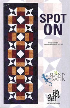 the front cover of a book with an image of a pattern on it and text that reads, spot on island batik