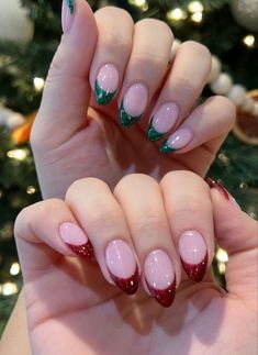 #ChristmasNails #HolidayNailArt #FestiveNails #NailArtIdeas #NailDesigns #ChristmasNailDesigns #WinterNails #NailInspo #MerryAndBrightNails #DIYChristmasNails #CuteChristmasNails #NailTrends #GlitterNails #NailArtCommunity #ChicNails #SeasonalNailArt #NailGoals #NailPolishAddict #HolidayNailTrends #NailOfTheDay Green Glitter Christmas Nail Designs, Christmas Glitter French Tip Nails, Christmas Nail Inspo Red And Green, Wedding Nails Christmas, Green And Red French Christmas Nails, Simply Holiday Nails, Red Green French Tip Nails, Green And Red Acrylic Nails, Green Christmas Nails Mistletoe