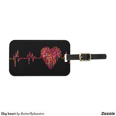 Ekg heart red and black luggage tag. bag tag. For anyone who works in the medical field Black Luggage, Custom Luggage Tags, Heart Red, Heart Bag