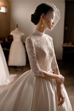 Collar Wedding Dress, Long Sleeve Wedding Dress Ball Gown, High Collar Wedding Dress, Wedding Dresses Ball Gown Lace, Long Sleeve Wedding Dress, High Neck Wedding Dress, Satin Wedding Gown, Lace Wedding Gown, Bridal Ball Gown