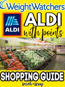 the ad for aldi with points shopping guide is displayed in front of an aisle