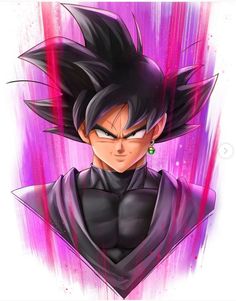 an image of gohan from dragon ball zoros in purple and pink colors