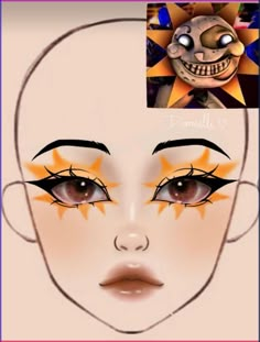 Fnaf Makeup Looks, Bonnie Makeup, Fnaf Inspired Outfits, Halloween Themed Makeup, Makeup Looks Drawing, Foxy Makeup, Fnaf Moon, Sun Makeup