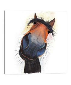 a drawing of a horse's head with long black manes and brown eyes