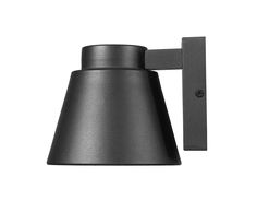 a black wall light on a white background