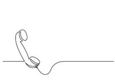 a line drawing of an office phone sitting on a desk with one cord attached to it