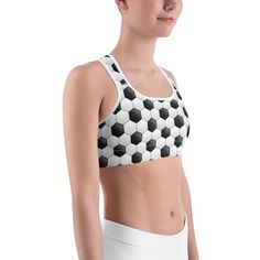 Some call it soccer, some call it football. If you are a soccer/football fan, you will love the Gearbunch Soccer Sports Bra.
This gorgeous black and white sports bra is made from moisture-wicking material that stays dry during low and medium intensity workouts. The bra has support material in the shoulder straps, double layer front, and a wide elastic band to ensure constant support.
Be Happy, Be Bright, Be You with Gearbunch Diy Gifts For Dad, Soccer Sports, Football Football, White Sports Bra, Sports Football, Mother's Day Diy, Womens Leggings, Best Leggings, Sport Soccer