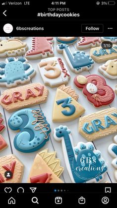 an image of some cookies that are in the shape of letters and numbers on a table