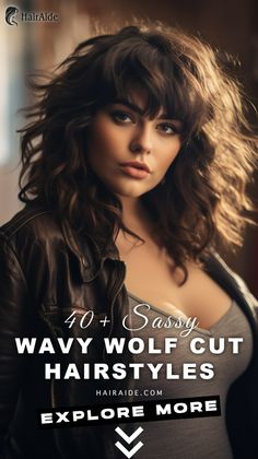 Flaunt your curves with a medium wavy wolf cut in dark chocolate brown, perfect for plus size, finished with messy bangs. Click for more wavy wolf cut inspirations! Wavy Wolf Cut, Wolf Haircut, Choppy Bangs, Wolf Cut, Summer Hair, Haircut Ideas, Hair Extension, Wavy Hair, My Website