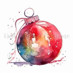 a watercolor painting of a christmas ornament