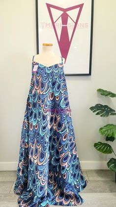 --Maxi-dress made with African print cotton fabric. Summer Batik Print Floor-length Maxi Dress, Umbrella Dress, Dress African Print, Dress African, African Print Dress, Printed Maxi Dress, African Dress, Dress Pattern, African Print