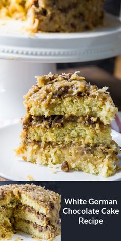 white german chocolate cake recipe on a plate