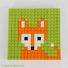 an orange and white fox made out of legos