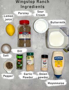 ingredients needed to make an easy recipe displayed on a counter top, including eggs, butter, lemon juice, mayonnaise and more