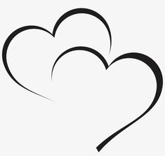 two hearts drawn in black on a white background