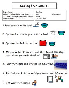 the instructions for cooking fruit snacks