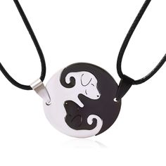 PRICES MAY VARY. 🐩【Dog YinYang Couple Necklaces】- This puzzle dog pendant represents Yin and Yang, which is a 2pcs couple necklace set and suits for women, girls and men. It is designed with attractive pattern for couple and friends as a sign of love and connection between them. This will be a present they will be able to share equally. You can put them together and they perfectly fit in harmony! 🐩【Stainless Steel Friendship Necklaces】- We choose durable stainless steel instead of alloy or bra Bff Necklaces For 2, Cat Yin Yang, Necklace For Couples, Demon Child, Matching Bff, Matching Necklaces For Couples, Matching Cat, Bff Stuff, Yin Yang Necklace