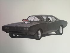 a drawing of a car with the hood up