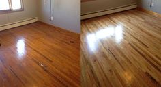 an empty room with hard wood flooring and no one in the house looking at it