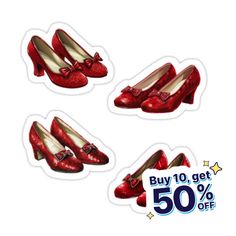 four red shoes with bows are on sale for $ 50 off the purchase price at target