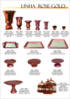 various types of vases and bowls are shown in this diagram, with the names below them