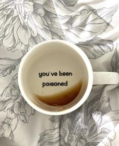 a coffee cup with the words you've been sponsored written on it in black ink