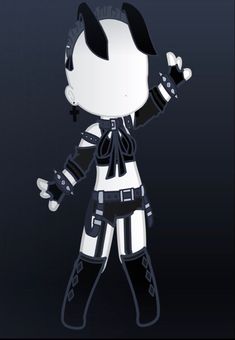 a cartoon character with black and white clothes