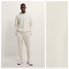 Nwt. Zara Man Cream Knit Jogging Pants With Adjustable Elastic Waistband, Front Pockets And Back Welt Pocket, Ribbed Cuffs. Size Xl. Ref. 5536/402. 1051. Casual Knit Bottoms With Pockets, Casual Beige Sweatpants With Ribbed Cuffs, Casual Beige Pants With Ribbed Cuffs, White Relaxed Fit Knit Bottoms, Cream Stretch Pants For Winter, Stretch Cream Pants For Winter, Casual Cream Knit Bottoms, White Stretch Knit Pants, Cream Pants With Elastic Waistband For Winter