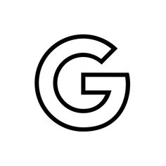 a black and white logo with the letter g