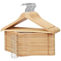 a wooden hanger with clothes pins attached to it