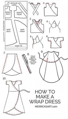 the instructions for how to make a wrap dress