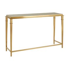 a gold metal and glass console table