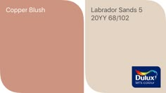 two different shades of pink and beige with the words copper blush in white on them