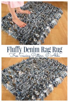 the rug is made out of old jeans and has been turned into a floor mat