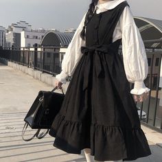 ❤flare dress setup❤unit (cm)
 shirt
 Free Size
 Length 56 Shoulder Width 37 Sleeve Length 62 Chest 96
 overalls
 Free Size
 total length 100 Old Fashion Dresses, Estilo Preppy, Vestidos Vintage, Mode Inspo, Lolita Dress, Gothic Lolita, Mode Inspiration, Lolita Fashion, Jumper Dress