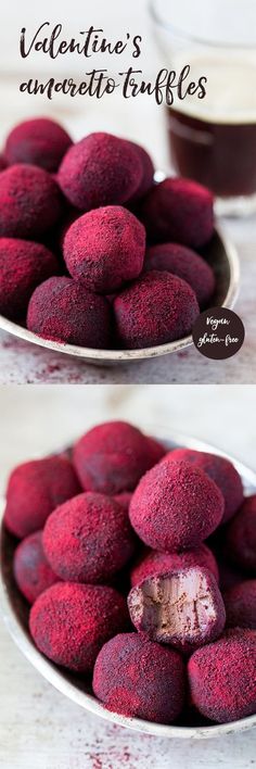 two bowls filled with beets next to each other on top of a white table