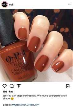 Shellac Nails Fall Autumn, Opi Autumn Colours, September Nail Colors 2024, Barb Nails, Brown Nails For Fall, Terracotta Nails, Nails For The Fall, Fall Gel Nail Polish, November Nails Colors