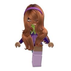 a cartoon character with long hair and purple clothes