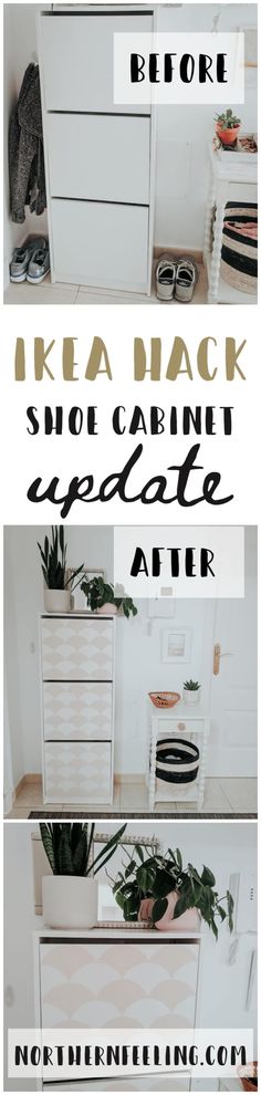 the ikea hack shoe cabinet update after it was painted white and has been updated