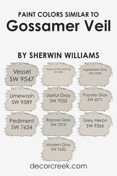 an advertisement for paint colors similar to gossamer veil