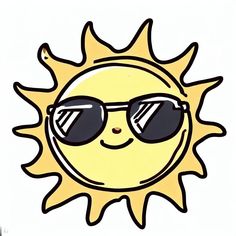 a drawing of the sun wearing sunglasses