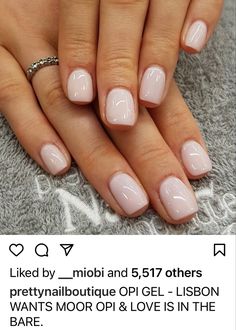 Gel Nails Ideas Short Neutral Fall, Honeymoon Nails Short, Short Acrylic Nails Bubble Bath, Opi Funny Bunny French Manicure, Opi Gel Combinations, Oyster Pearl Nails, Short Manicured Nails, Bubble Bath Nails, Natural Nails Manicure