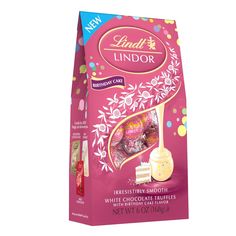 lindil's lindor white chocolate truffles in pink packaging