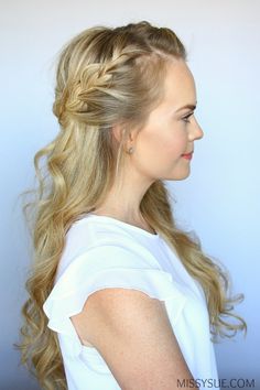 Crown French Braid, Half Up French Braid, French Braid Crown, Tree Braids Hairstyles, Braid Crown, Easy Trendy Hairstyles, Everyday Curls, Missy Sue, Tree Braids