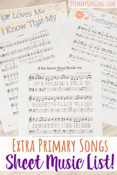 sheet music list for new primary and middle school students with text overlay that reads, if the savor sound beside it