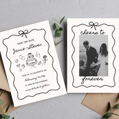 wedding save the date cards with an image of a couple