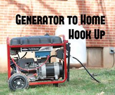 the generator to home hooked up is sitting in the grass