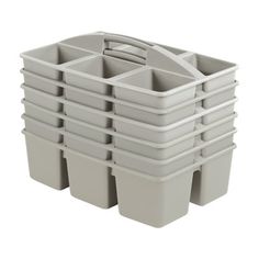 a stack of plastic containers on a white background